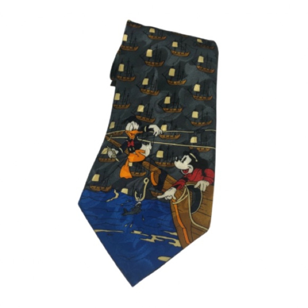 VINTAGE MICKEY DONALD DUCK TIE~Disney Fishing Necktie